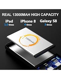 getihu Cargador portátil 13000 mAh Power Bank Batería externa de carga de alta velocidad de salida de 2 puertos USB, 4,8 A copias de seguridad con linterna para el iPhone 6s 6 Plus 5s iPad Tablet de 7 Samsung teléfono celular pack