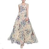 iecool Women's Sexy V-Neck Printed Butterfly Chiffon Long Maxi Bohemian Beach Dresses