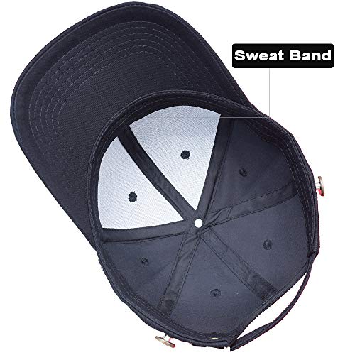 Bluemary Cotton Baseball Cap-Contain with Detachable Buckle Baseball Cap,Classic Adjustable Sun Hats for Men Women (Black)