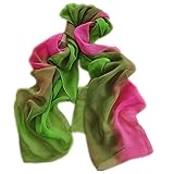 Gradient Colors Chiffon Scarves - Sun Protection, Cycling, Beach Towels (Rose+Green)