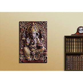 Sculpture of Gannesa Hindu God - Canvas Art Wall Art - 12" x 18"