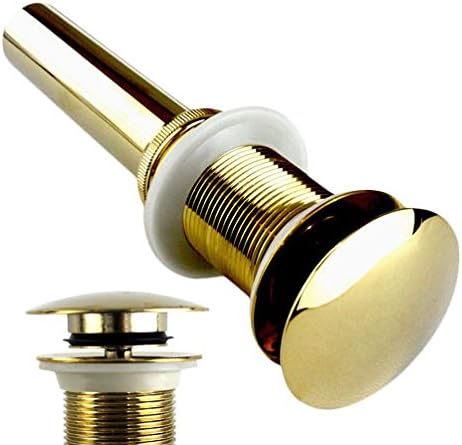 Polished Brass Finish Bathroom and Kitchen Sink Drain Pop up Sink Drain Stopper (Gold-3)