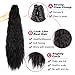 Abujia Yaki Ponytail Ponytail Kinky Straight Synthetic Long Clip in Hair Extensions Ponytail Hairpiece Soft Silky for Women 24inch-Claw (1b#)