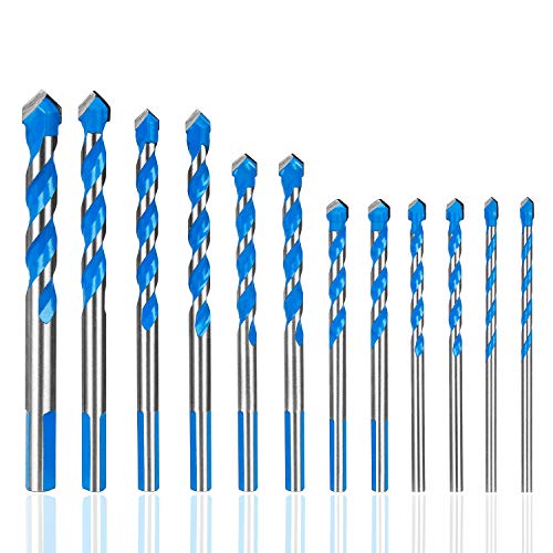Hakkin 12 Pcs Masonry Drill Bits Set, 3mm 12mm Concrete Drill Bits