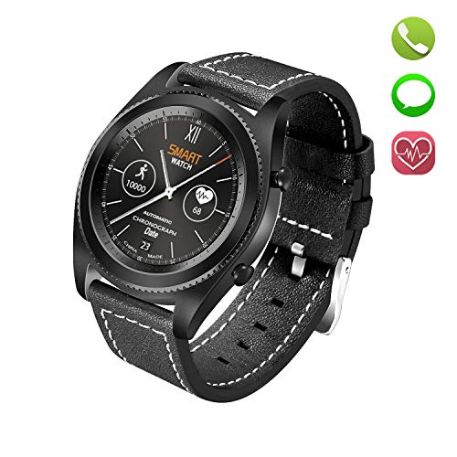 DTNO.I Smart Watch GPS Smart Watch Sports Smart Watch Wearable Devices Multifunction Bracelet Compatible with Android iOS (leather)