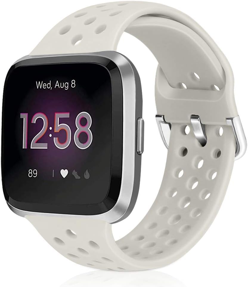 Runostrich Sport Band Compatible with Fitbit Versa 2/Fitbit Versa/Versa Lite/SE, Soft Silicone Strap Replacement Breathable Wristband Accessories for Smart Fitness Watch for Women Men (Light White)