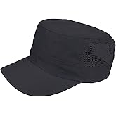 Men's Mesh Military Cadet Hat Army Flat Top Quick Dry Lightweight Adjustable Summer Cap