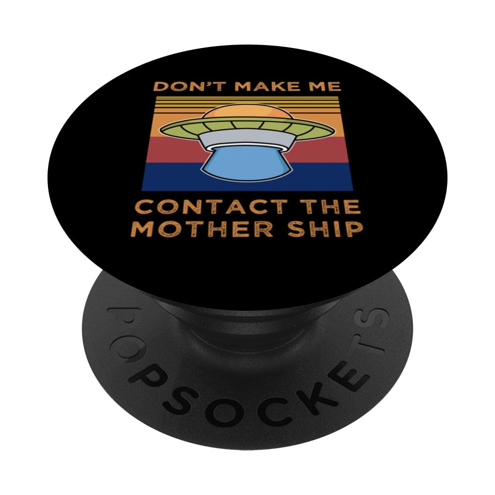 Funny Mothership Spaceship Alien Retro Vintage Design PopSockets Swappable PopGrip