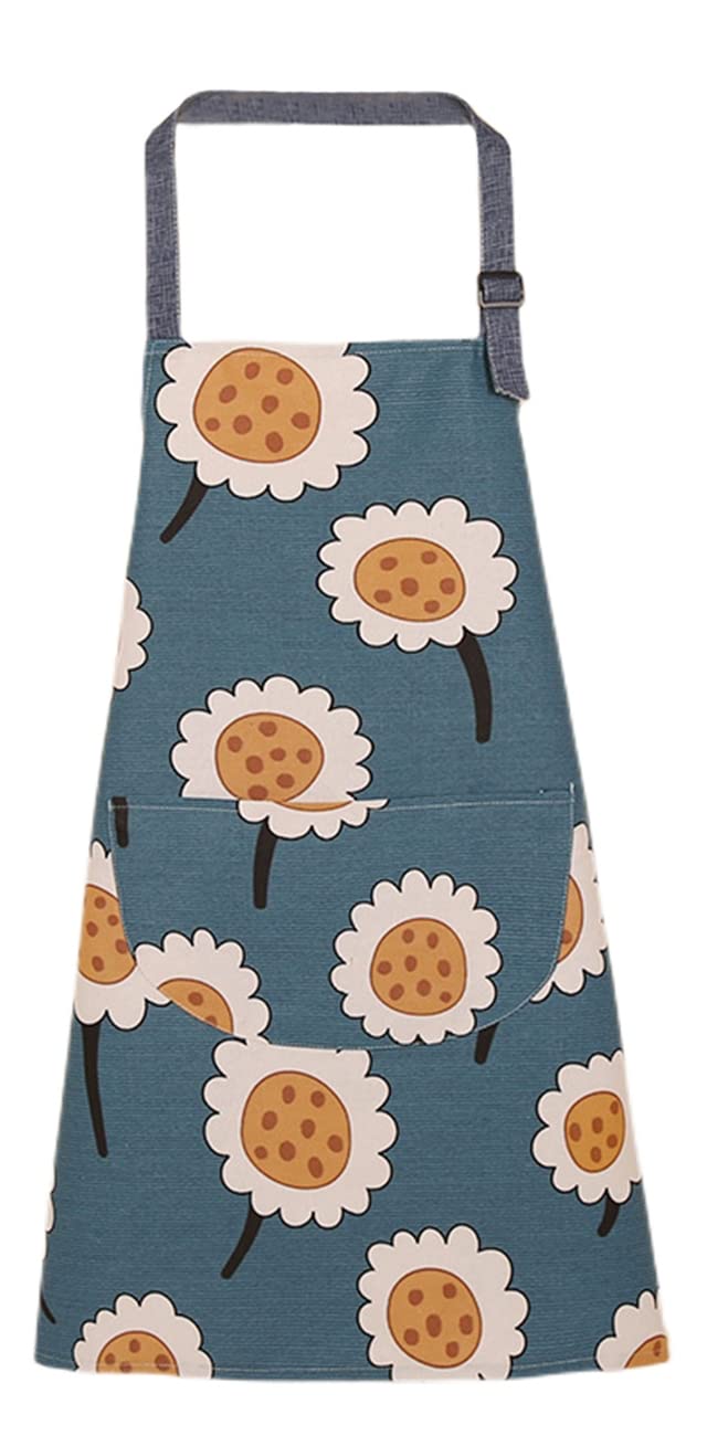 FAIRYGATE Handmade Chef Apron Adjustable Waterproof Bib Pockets Cooking Kitchen Aprons for Women Men Adult Gifts Blue A3920