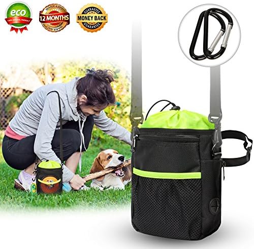 New Dog Treat Training Pouch bags - dog walking bag- Easily Carries Pet Toys, Kibble, Treats- Upgraded Adjustable - Removable Extra Long Waist Belt - Shoulder Strap - Improved Poop Bag Dispenser
