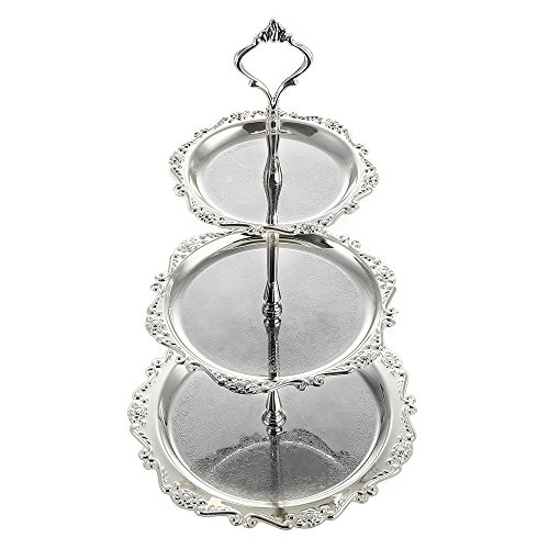 3 Tier Silver Plated Wedding Cake Serving Tray Candies Dessert Buffet
