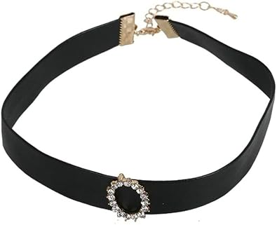 Epinki Femme Ras Collier Réglable Fleurs Cz Noir Et Blanc