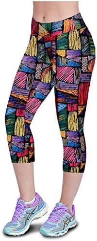 Internet High Waist Sport Fitness Pants Side Printed Stretch Cropped Capris
