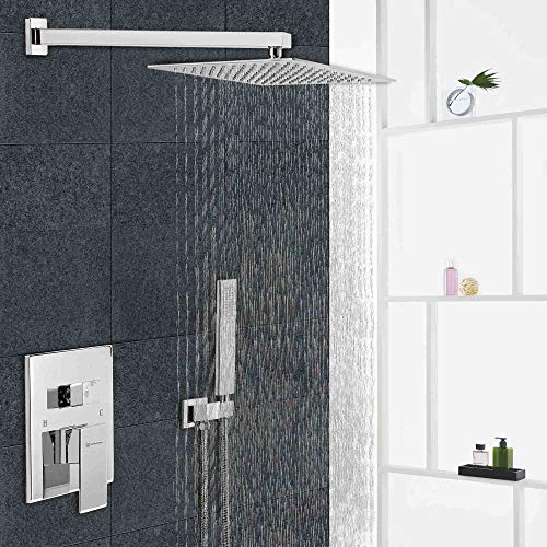 PurrfectZone Shower Faucets Sets Complete Chrome | 12 Inch Waterfall Showerhead with Handheld | Rain Shower Head with Handheld | Rainfall Shower Head with Handheld | Shower Valve and Trim Kit - Thumbnail 4