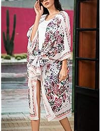 Hibluco túnica de gasa tipo kimono suelto, talla grande para mujer.