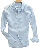 Youhan Men's Long Sleeve Fitted Linen Shirt