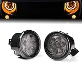Xprite Jeep Wrangler JK JKU 14-18 Front Grille Smoke Lens Amber Led Turn Signal Lights Parking Lights