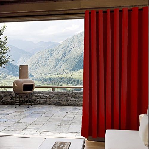 SeeSaw Home Mildew Resistant Thermal Insulated Outdoor Curtains/Draperies for Patio or Front Porch Eyelet Grommet, 150W By 84L Inch, 1 Panel, Red