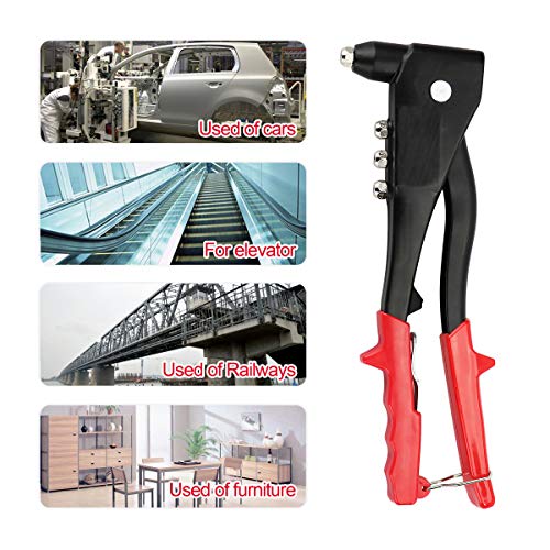 Rivet Gun Kit,Contractor Grade Riveter with Assorted 60 Rivets,Heavy Duty Riveter Set Provides Portable Fastening for General Purpose Rivet Jobs