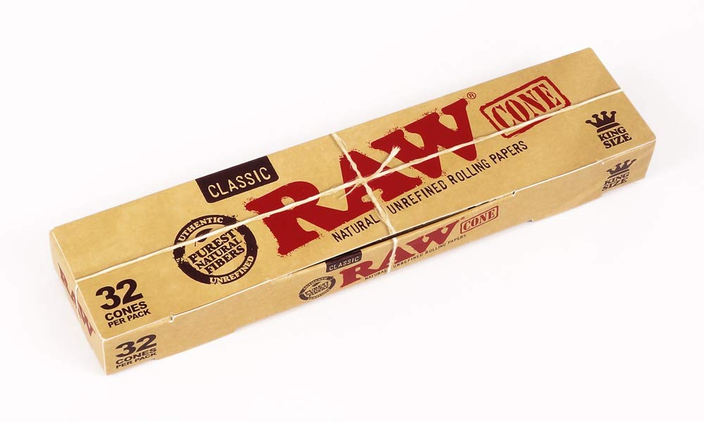 RAW Classic Cones King Size Pre Rolled with RAW Tip, 32 Cones Per Pack. 10 Packs (320 Cones)