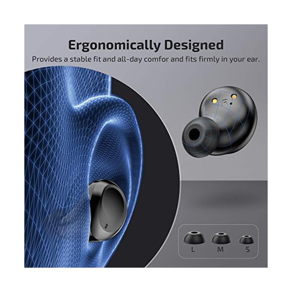 LETSCOM-T30-Wireless-Headphones-Bluetooth-Earbuds-Earphones-with-Built-in-Mic-Black LETSCOM T30 Wireless Headphones, Bluetooth Earbuds Earphones with Built-in Mic, Black