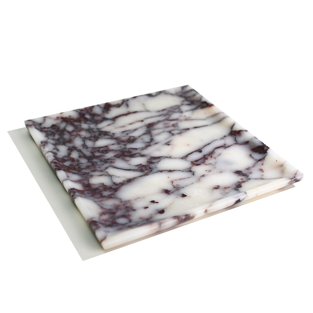 Photo 1 of Natural Marble Tray, Coffee Table, Food, Fruit, Paper Cup, Cake Display, Coffee bar, Family Gatherings, Seasonal Holiday Decoration Tray(Viola-Square-9.8"x9.8"x0.7")