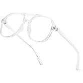 aisswzber Plastic Pilot Anti-Blue Light Glasses for Women Men Classic Vintage Trendy Square Aviators