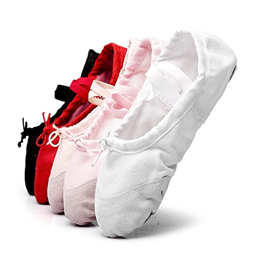 MSMAX Kid Girl's Classic Canvas Practise Ballet Dancing Yoga Shoes,Natural,10 M US - Thumbnail 4