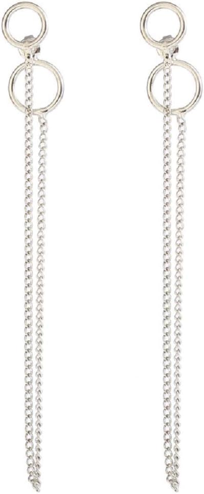 1 Pair KPOP BTS V Earrings Bangtan Boys V Stud Doulbe Ring Silver Ear Stud Chain Earrings For Women Men Punk Fashion Jewelry