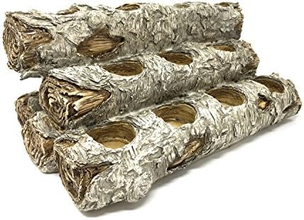 Tespressolife Tealight Fireplace Log Candle Holder Home Decor - Faux Birch log style