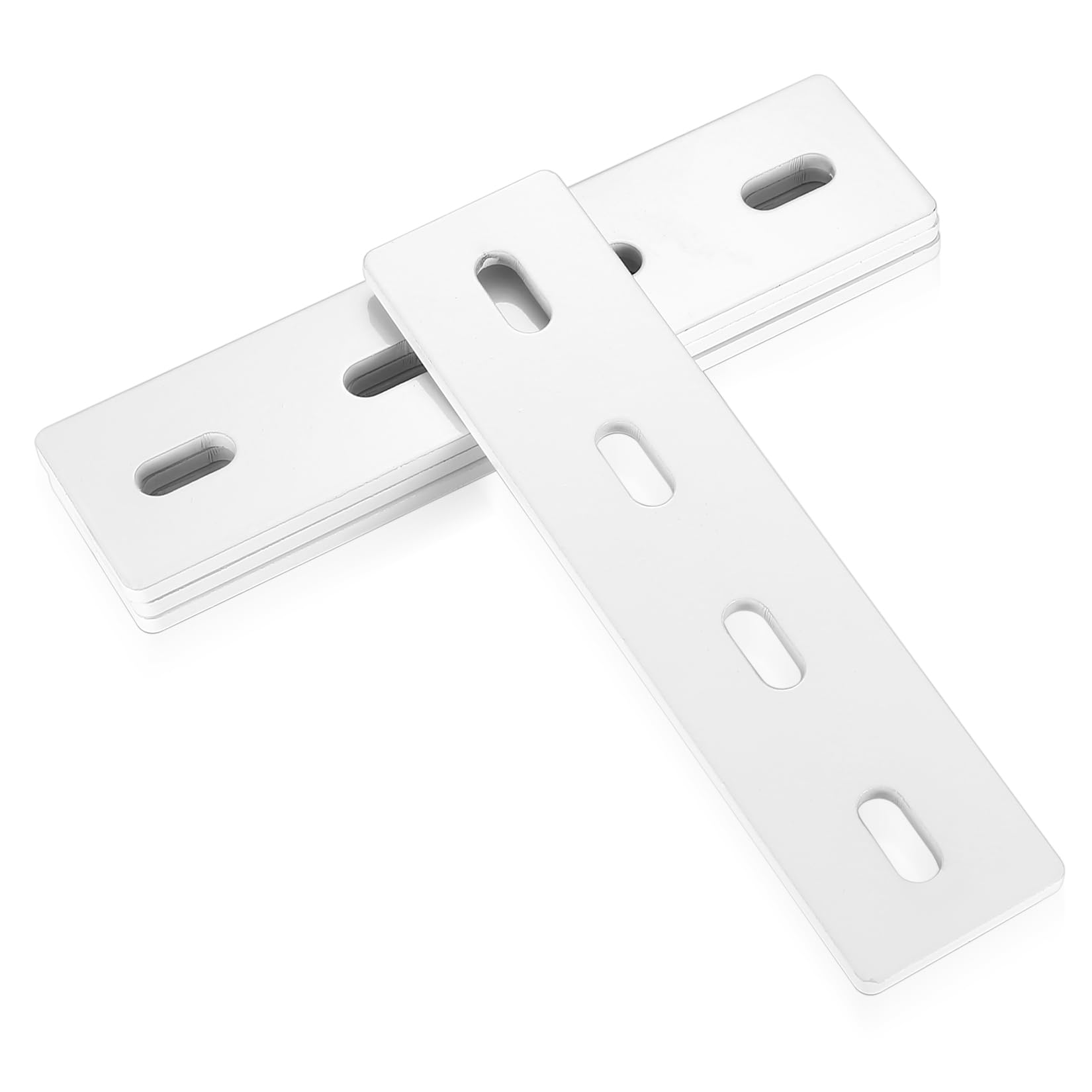 4 Pcs Flat Brackets for Wood, White Metal Brackets for Wood, 4 Holes Adjustable Flat Connecting Joining Plates, Perforated Flat Mending Plates for Timber Wood Repair Fixing Connectors(1.5x6.1 inch)
