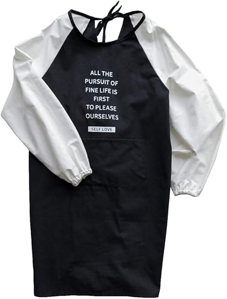Amazon Saniqueen G かっぽう着 長袖スモックエプロン 割烹着 レディース メンズ 北欧 ポケット付き Self Love エプロン オンライン通販