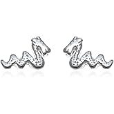 Alexander Castle 925 Sterling Silver Scottish Loch Ness Monster Earrings - 9mm x 7mm Stud Earrings with Jewelry Gift Box - Scottish Gifts for Women