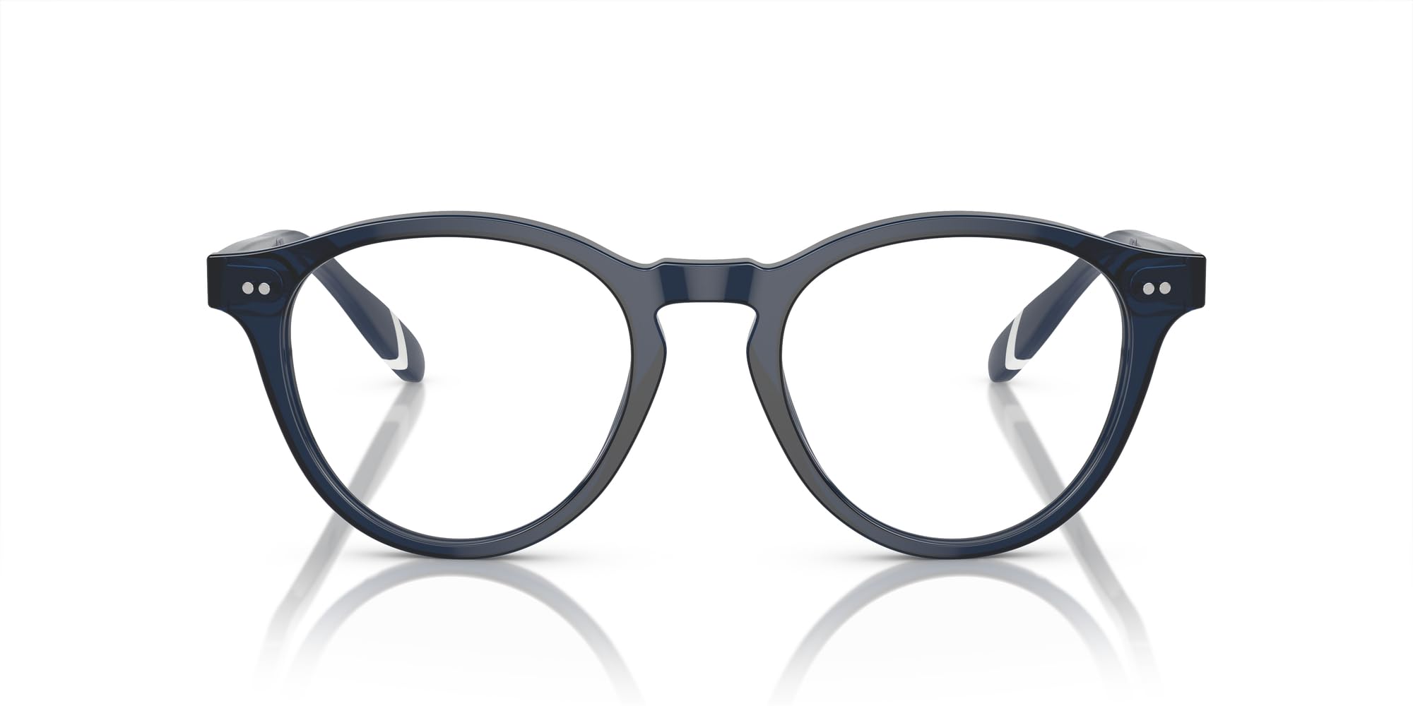 Photo 1 of Polo Ralph Lauren Men's PH2268 Square Prescription Eyewear Frames, Shiny Transparent Blue/Demo Lens, 49 mm