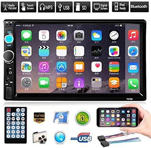 ALINKCO Double Din Car Radio Navigation 7 Inch 1080P Touch Screen Car Audio MP5 Player Mirror Link (iOS&Android) Bluetooth/AM/FM/USB Fast Charging/Radio/Rear View Input (Black)