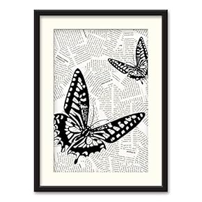 Black Paper Framed Canvas Wall Art for Living Room, Bedroom Animals or Plants Pop Up Vintage Newspaper Backgroud Canvas Prints for Home Decoration Ready to Hanging - 23x31 inches