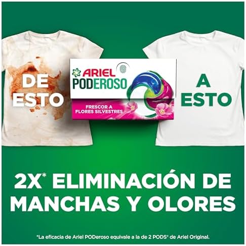 Cápsulas para lavadoras de detergente PODEROSA | 29 Lavagens | Frescura Selvagem | POD GRANDE = 2 PODS | 2X Remoção de Manchas e Odores