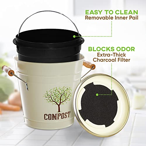 Third Rock Compost Bin Kitchen 1.0 Gallon Countertop Compost Bin with