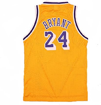 Fcdraon Youth Kobe Jerseys Los Angeles 24 Bryant Jerseys Basketball Kids Yellow Size (10-12 Years Old)