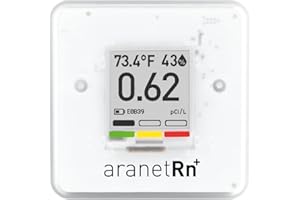 SAF Aranet Radon Detector for Home: 10-Min Measurement, Temperature, Relative Humidity, Pressure, E-Ink Display, 7-Year Batte