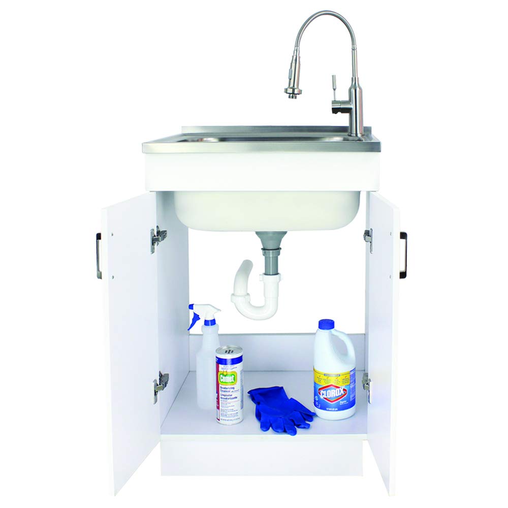 Transolid TC2420WC 24in. AllinOne Laundry/Utility Sink Kit White
