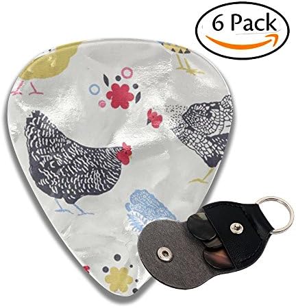 Cartoon Chicken Celluloid Guitar Picks 6 Pack Includes Thin, Medium, Heavy &amp; Extra Heavy Gauges