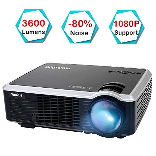 Projector, WiMius Portable 3600Lx Video Projector LED with Dual HiFi Speakers 50000 Hours Support HD 1080P HDMI/VGA/AV/USB, Laptop/TV Box/DVD/Phone/PS4 for Home Theater Movie Gaming Entertainment