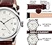 DYINGER Mens Analog Quartz Wrist Watch - Classic Casual Watch with Brown Leather Band Large Face Watches for Men