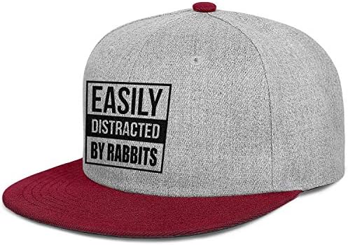 WJINX Easily Distracted by Rabbits Unisex Vintage Snapback Flatbrim Hats Sun Protection Adjustable Trucker Hat