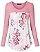 Vinmatto Women's Long Sleeve Scoop Neck Floral Splicing Pleated Blouse Top Tunic Shirt