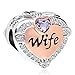 CharmSStory Heart Rose Gold Wife Love Birthday Charms Beads for Bracelets & Necklaces (Purple)