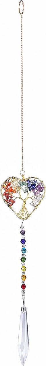 JSDDE Chakra Crystals Life Tree Suncatcher Heart Shape Window Decor view 3