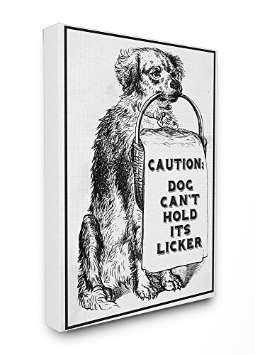 Stupell Industries Caution Dog Can't Hold His Licker Liquor XXL Stretched Canva…