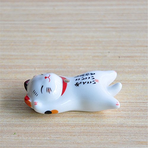 Lovely Cat Shape Chopsticks Holder Stand Ceramic Chopsticks Forks Holder Home Decoration Chopsticks Holder (Set of 5)